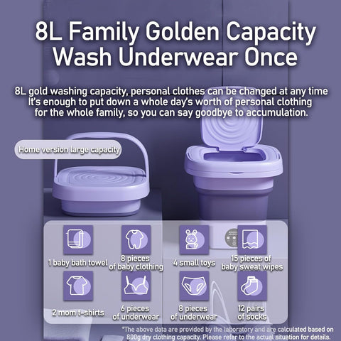 Portable Washing Machine for Underwear or Small Items, Foldable Mini Washing Machine with 3 Modes for Apartments, Dorms, and Travel 8L