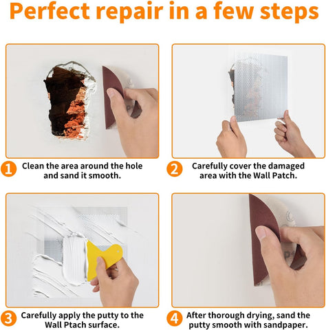 Wall Patch Drywall Repair Kit, 10 x 10 Inch, Self-Adhesive Mesh Patch, Permanently Repairs Damaged Large Walls Hole and Ceilings