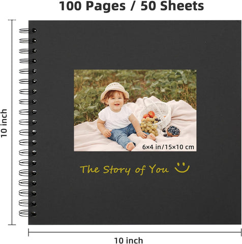 Yopih 10x10in Scrapbook Album, Acid-Free Kraft Paper 50 Sheets 100 Pages