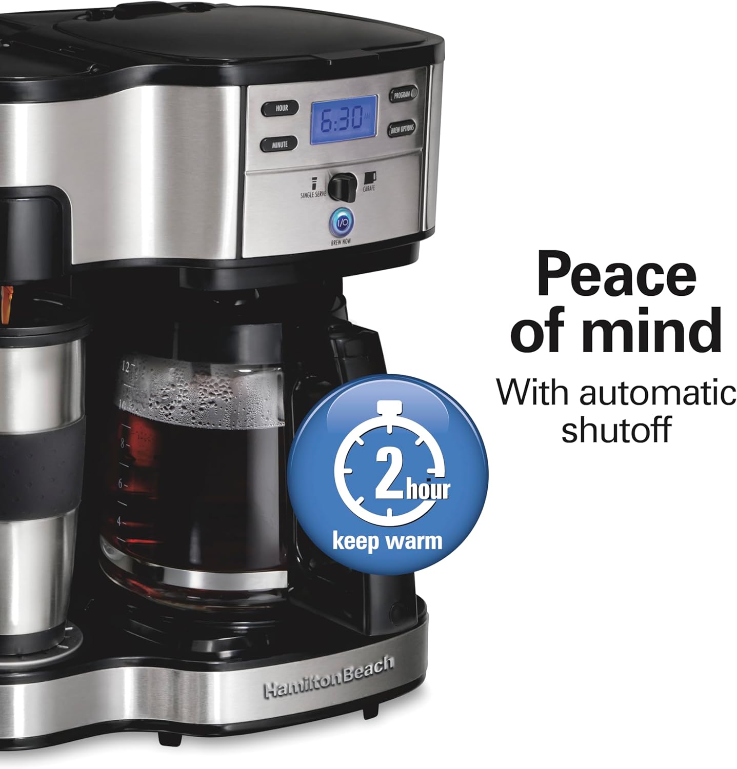 Hamilton Beach 2-Way Brewer Coffee Maker, Single-Serve and 12-Cup Pot, Black/Stainless Steel(49980A), Carafe