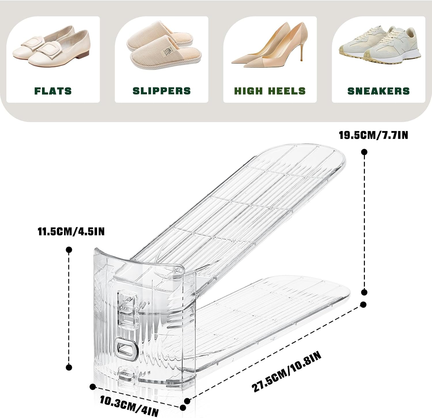 FENRUNXU Shoe Slots Organizer for Closet,30 Pack Shoe Stacker Shoes Rack Organizer for Closet Space Saver Storage Shoe Holder Organization(Transparent)