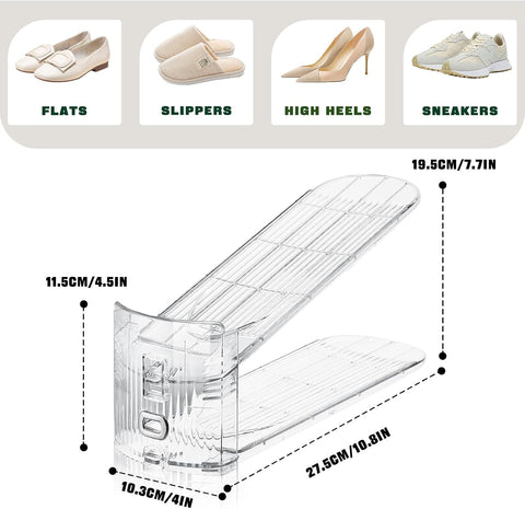 FENRUNXU Shoe Slots Organizer for Closet,30 Pack Shoe Stacker Shoes Rack Organizer for Closet Space Saver Storage Shoe Holder Organization(Transparent)