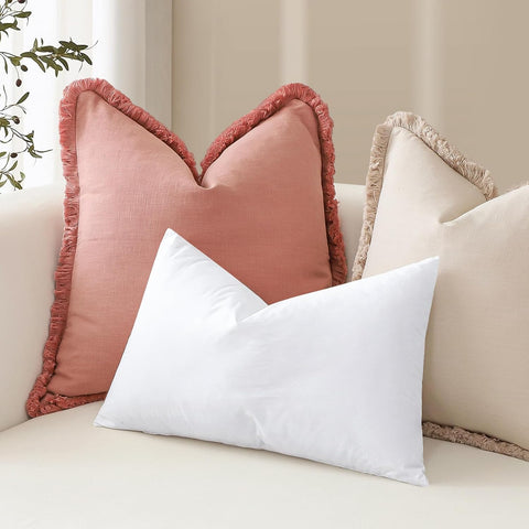 Artscope Synthetic Down Pillow Insert, 18x18 Down Alternative Throw Pillow Insert. Ultra Soft Fluffy Sleeping Pillow with 100% Cotton Cover, Decorative Pillows-White.