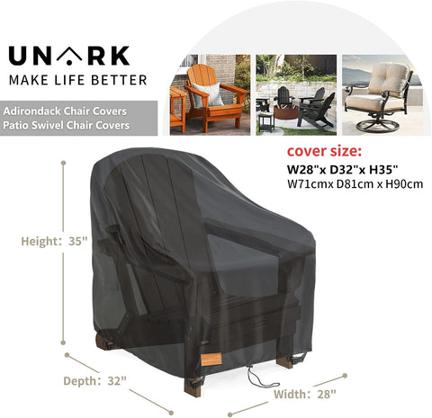 Outdoor Swivel Chair Covers Waterproof 1 Pack, Outdoor Chair Covers Patio Furniture Cover for Deck Patio Swivel Chair Heavy Duty, 28 W x 32 D x 36 H inches,Black