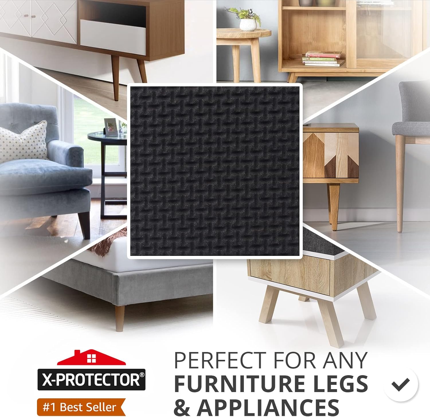 X-PROTECTOR Non Slip Furniture Pads - 16 Premium Furniture Grippers 2"!