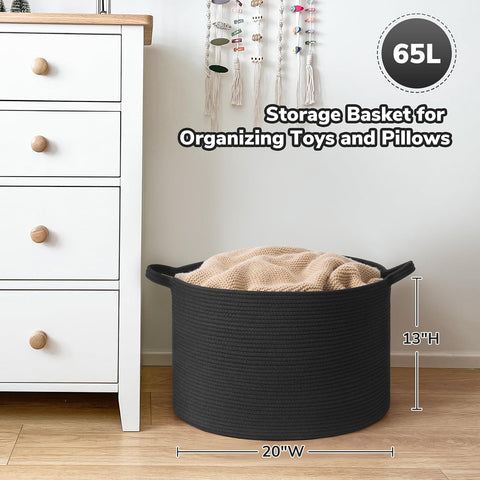 Goodpick Large Woven Dirty Clothes Basket for Nursery & Living Room, 65L