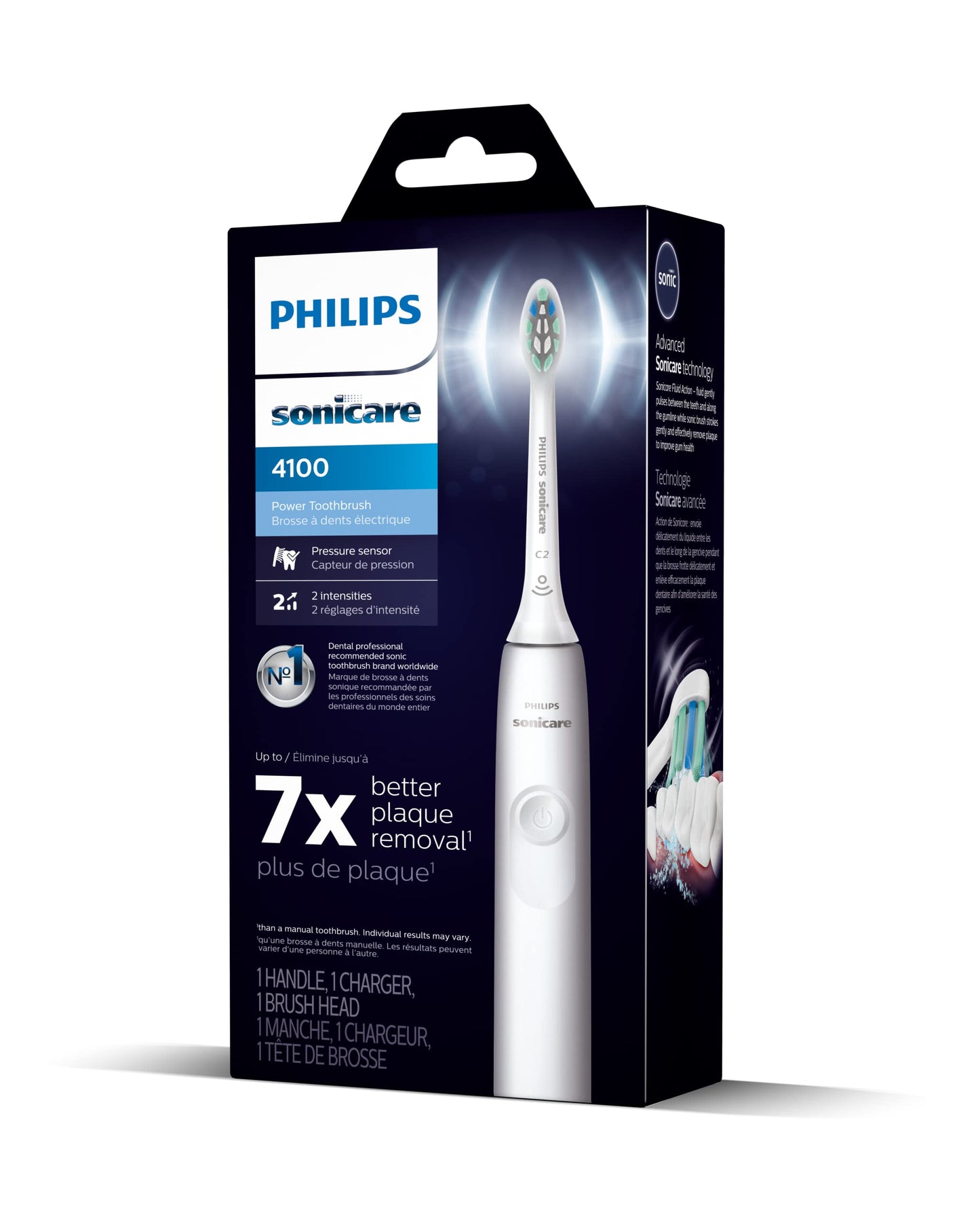 Philips Sonicare 4100 Power Toothbrush, Rechargeable Electric Toothbrush with Pressure Sensor, White HX3681/23