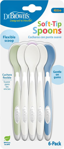 Dr. Brown's Designed to Nourish Soft-Tip Toddler Feeding Spoons, 6-Pack