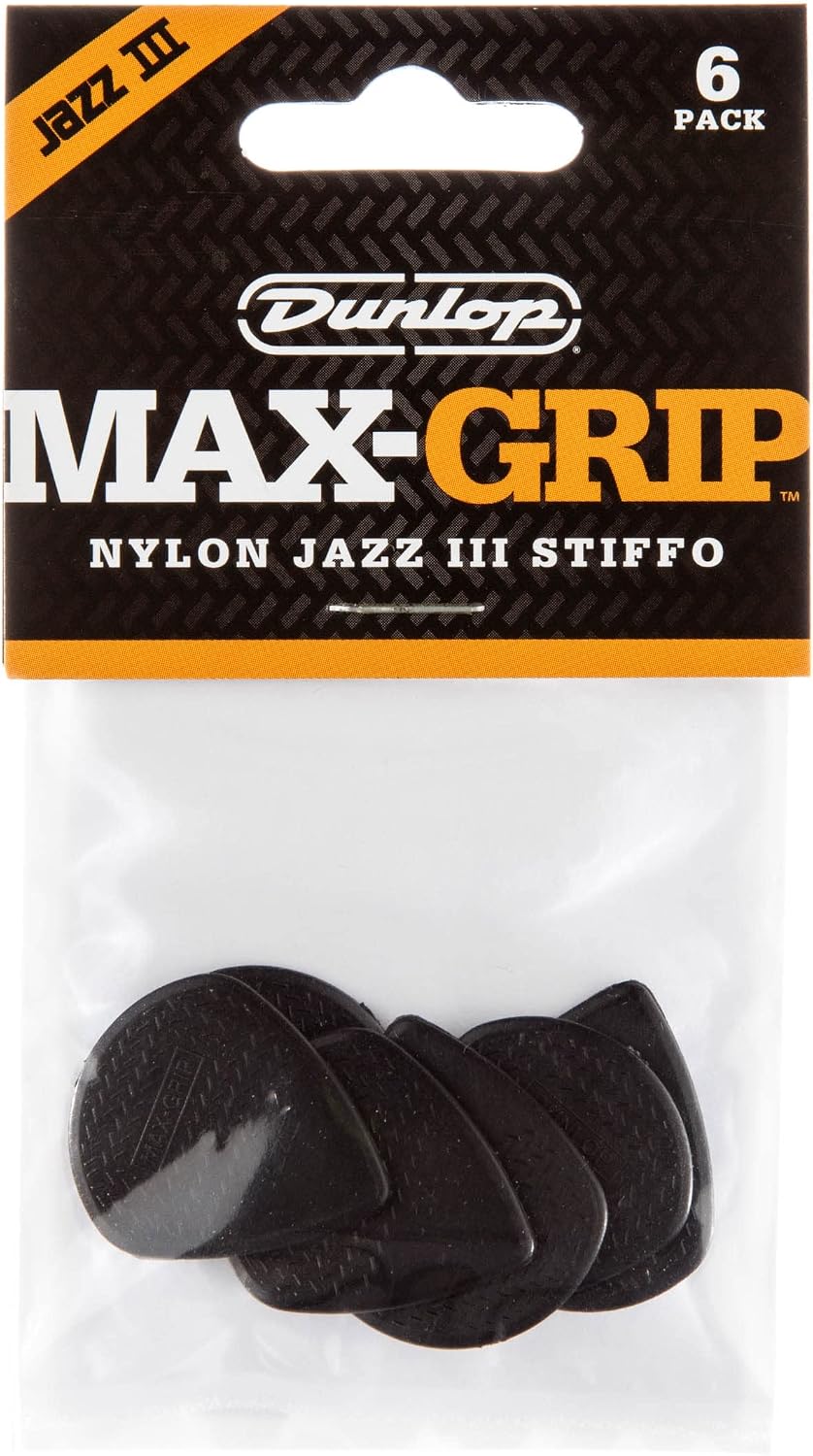Jim Dunlop Max-Grip® Jazz III Stiffo Pick 1.38MM - 6 Pack