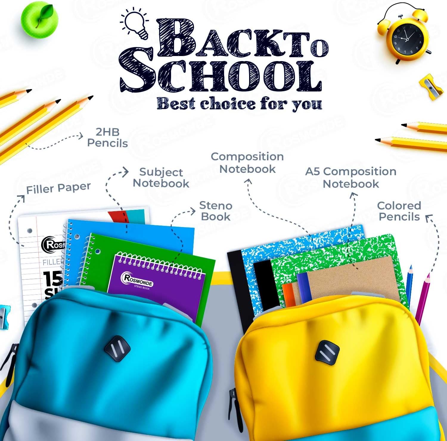 Rosmonde 50 Pack Bulk Composition Notebooks, College Ruled, Bulk Notebooks
