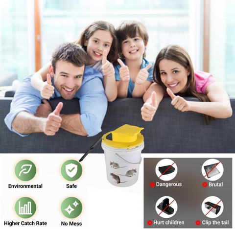 Mouse Bucket Trap, Auto-Reset Bucket Lid Mouse Trap, 5-Gallon Compatible, Efficient for Mouse Rat Trap,Multi Catch,Indoor and Outdoor(2Packs)