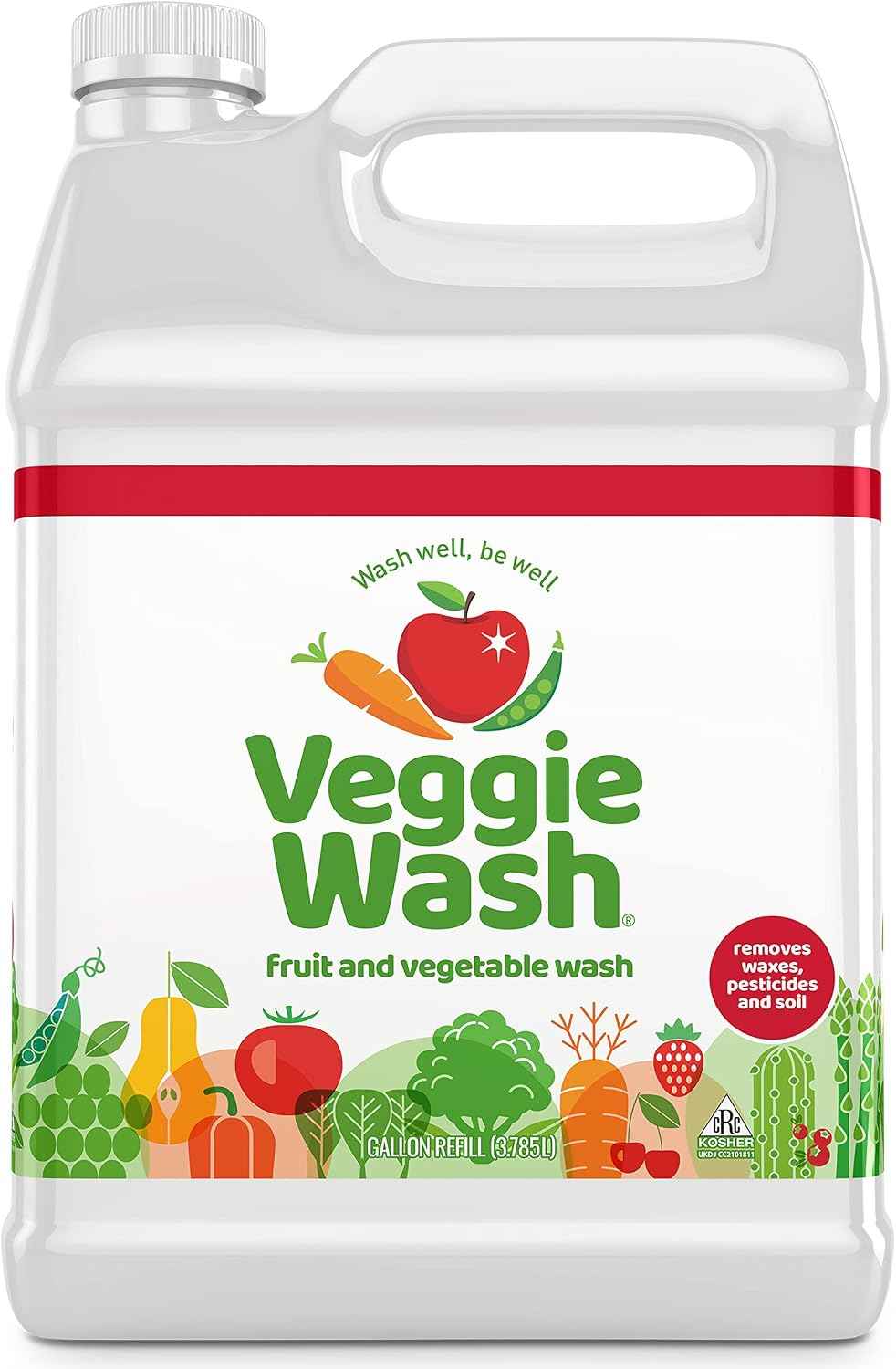 Veggie Wash Fruit and Vegetable Wash, Ideal for Cleaning Produce, 1 Gallon | Ideal for Cleaning Produce, Kosher, Vegan, Plant-Derived Ingredients, Unscented, No Parabens