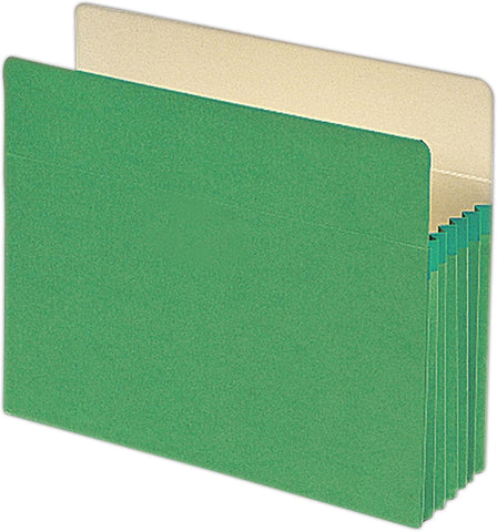 Smead File Pocket, Straight-Cut Tab, 5-1/4" Expansion, Letter Size, Green, 10 per Box (73236)