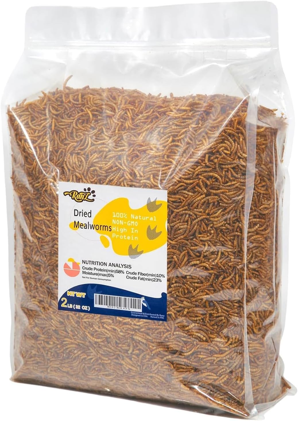 RANZ 2LB Dried Mealworms for Chickens & Wild Birds, Chicken Food