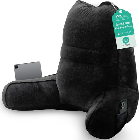 Sasttie Reading Pillow for Bed, Back Pillow for Sitting Up, Black