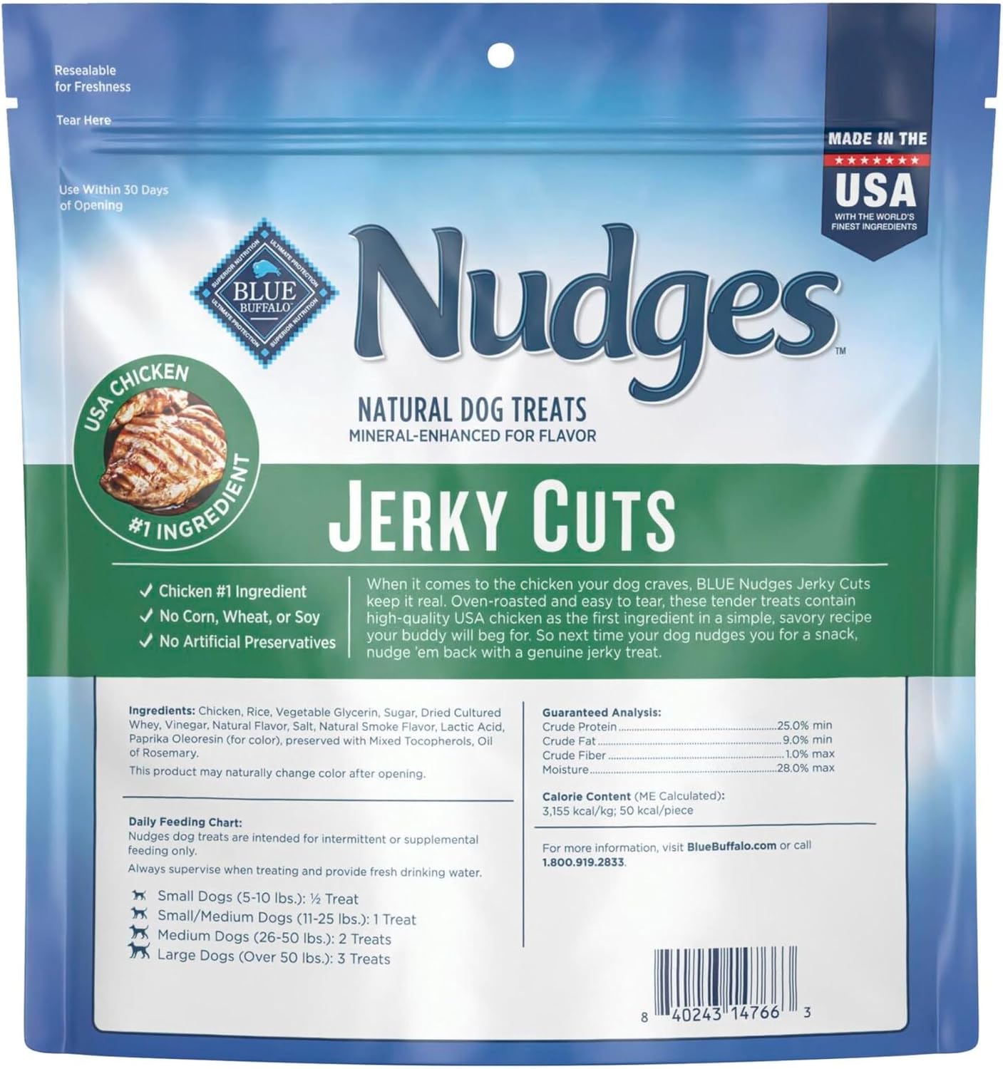 Blue Buffalo Nudges Jerky Cuts Chicken Dog Treats, 16 oz