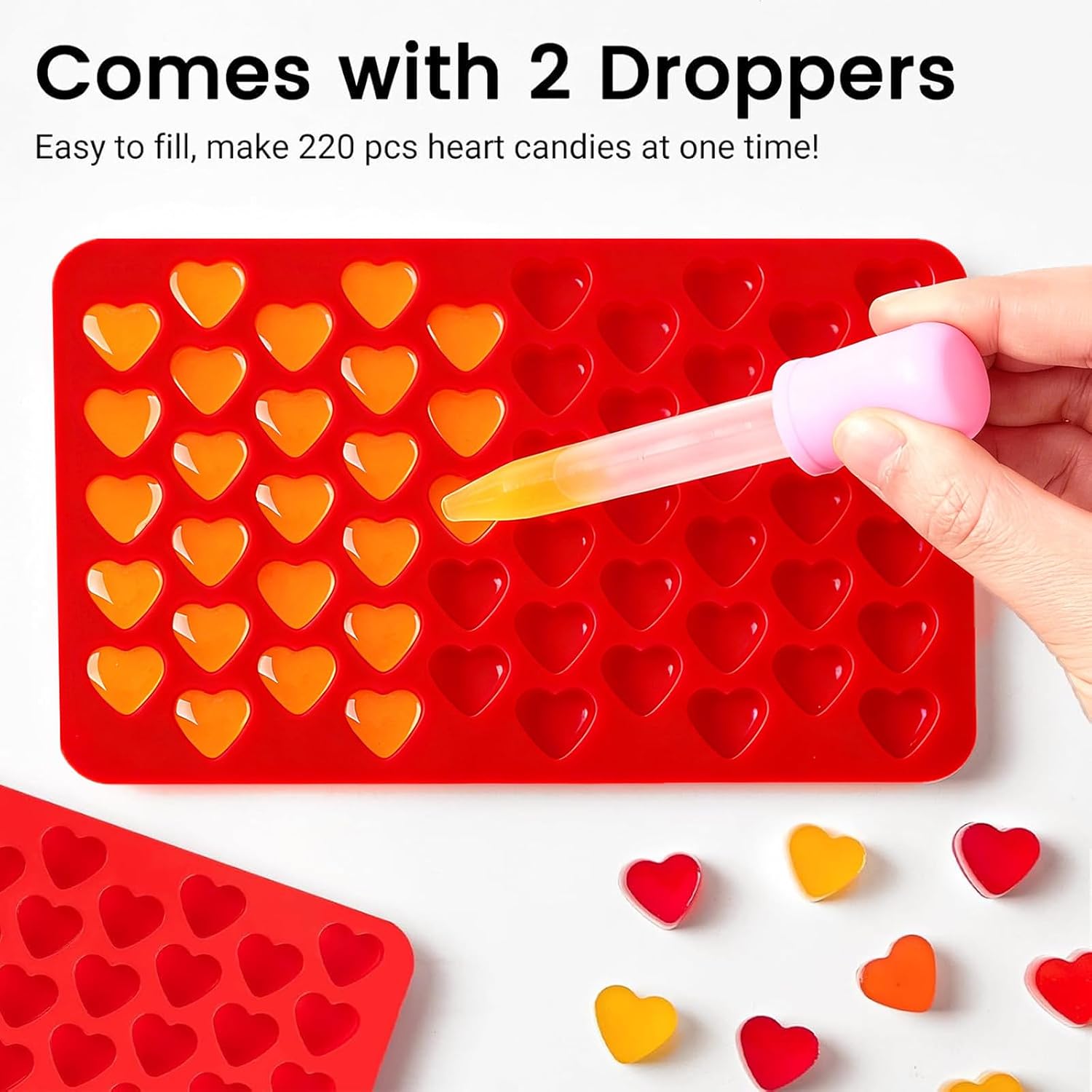 JOERSH Heart Candy Molds, 220 Cavities, 4Pcs
