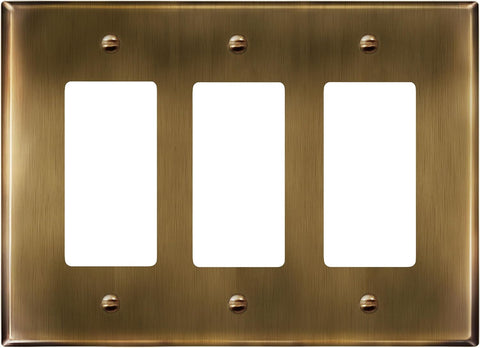 LIDER Decorator Switch or Receptacle Metal Wall Plate, Mid-Size 3-Gang
