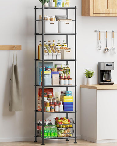 Sakugi 5-Tier Metal Storage Shelves Adjustable Feet, 32"x12"x71", Black