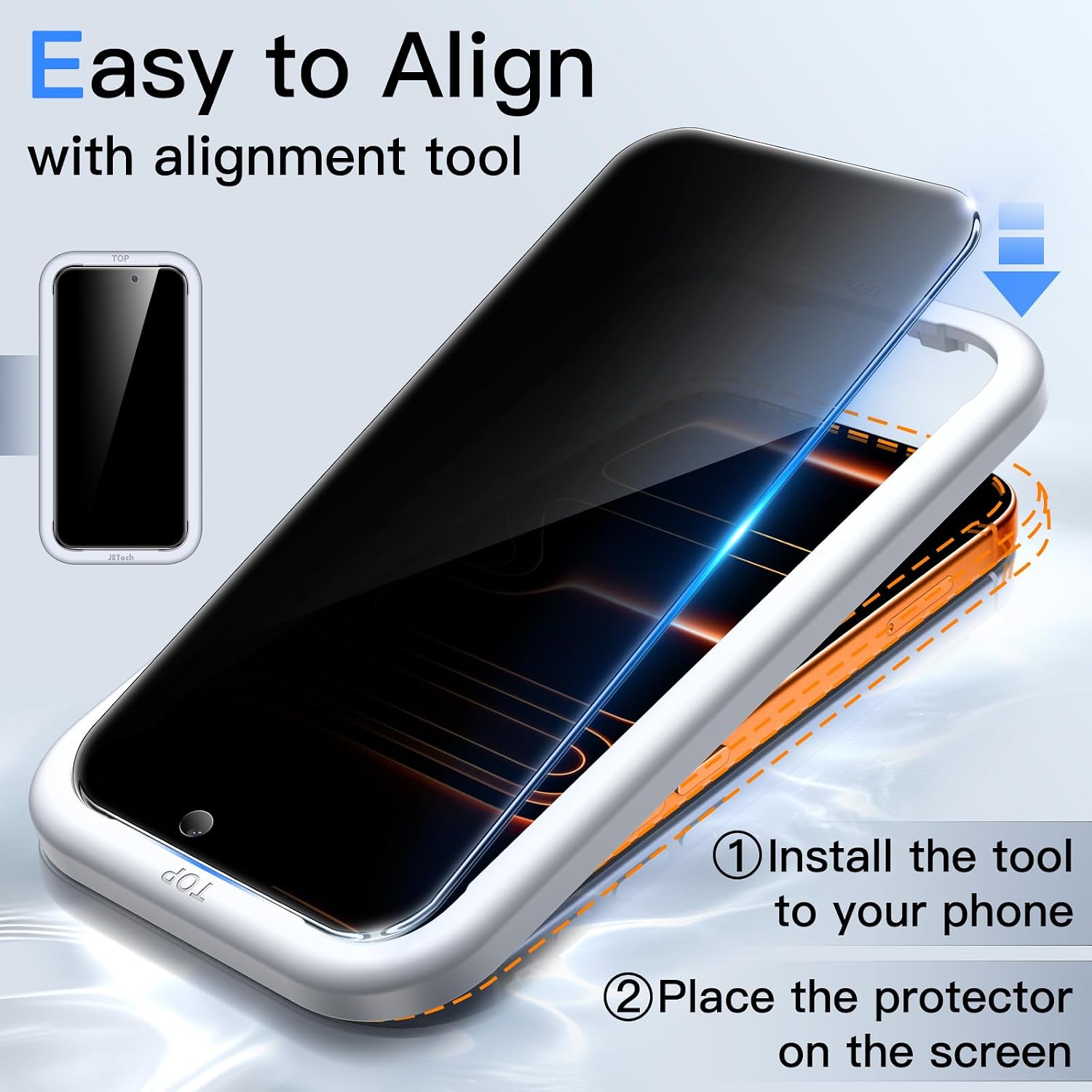 JETech Privacy Screen Protector for iPhone 17 Pro Max, 2-Pack