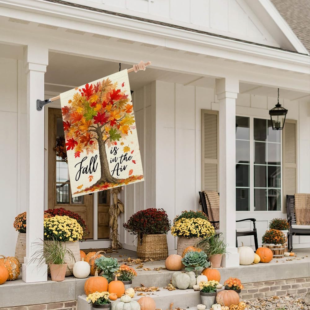 CROWNED BEAUTY Fall Tree House Flag for Outside 28x40 Inch