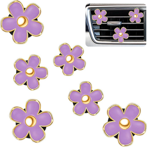 Frienda 6 Pcs Daisy Vent Clips for Car, 3/3.3 cm, Purple
