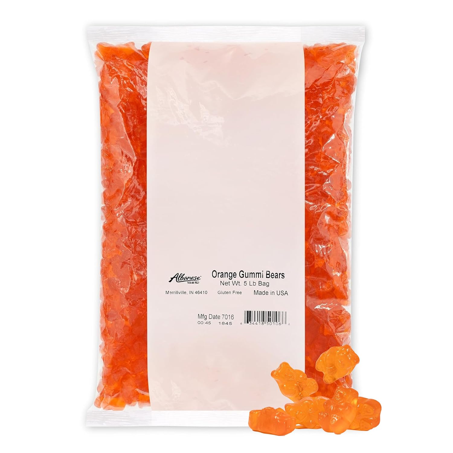 Albanese Candy, Orange Gummi Bears, 5-pound Bag