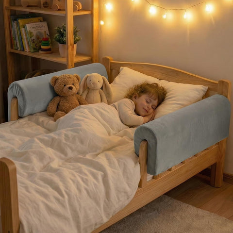 Toddlers' Bed Rail Bumpers Protector, Children's Bed Guardrail Padding, Soft Cushioned Barrier, Increased Height, Easy to Install, Washable Cover, Fits Floor, Bunk & Loft, 3 Ft, Gray, 1Pack
