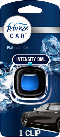 Febreze Car Air Freshener, Odor-Fighting Automotive Vent Clip, Scented Car Accessories, Long Lasting for Strong Odors, Platinum Ice Scent, 1 Count