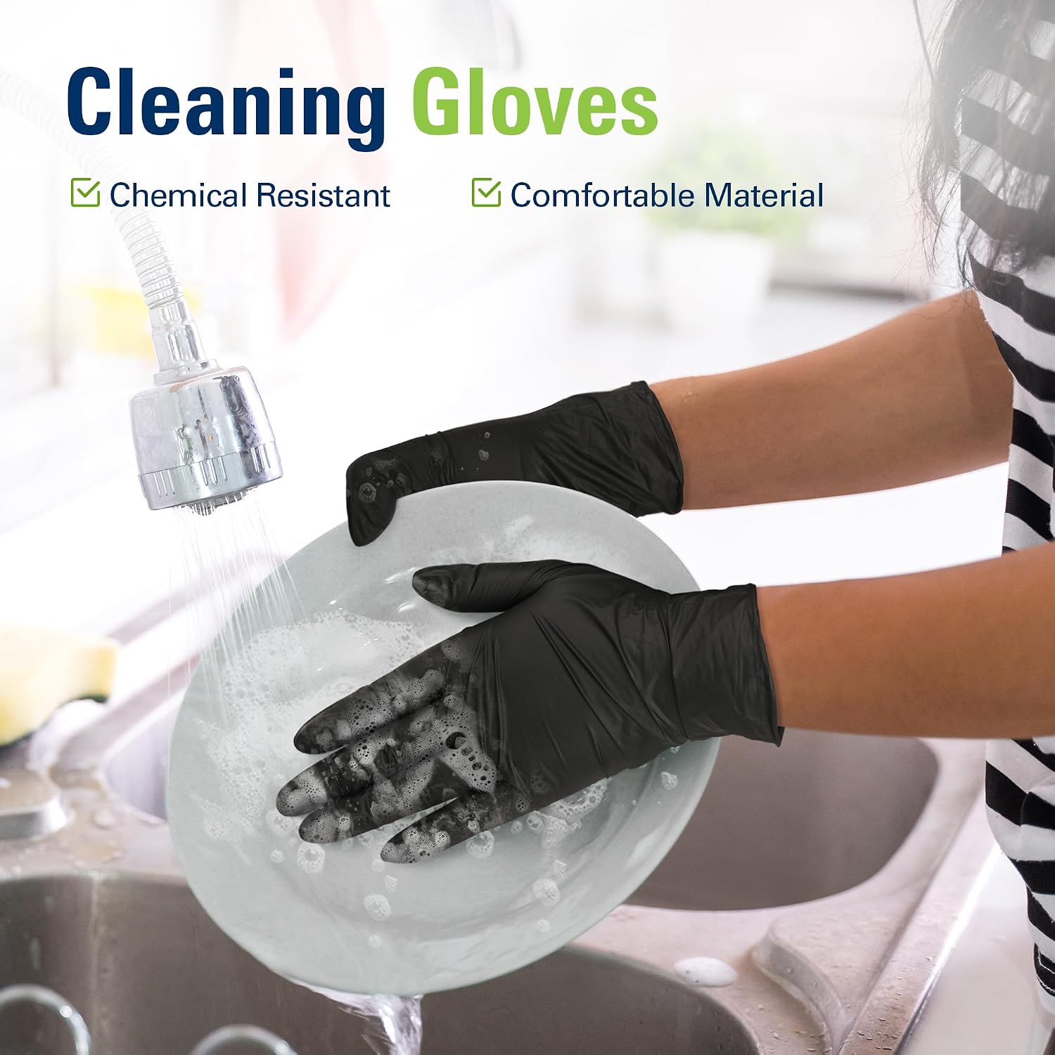 SWIFTLITE Black Nitrile Gloves Disposable Latex Free, Food Safe