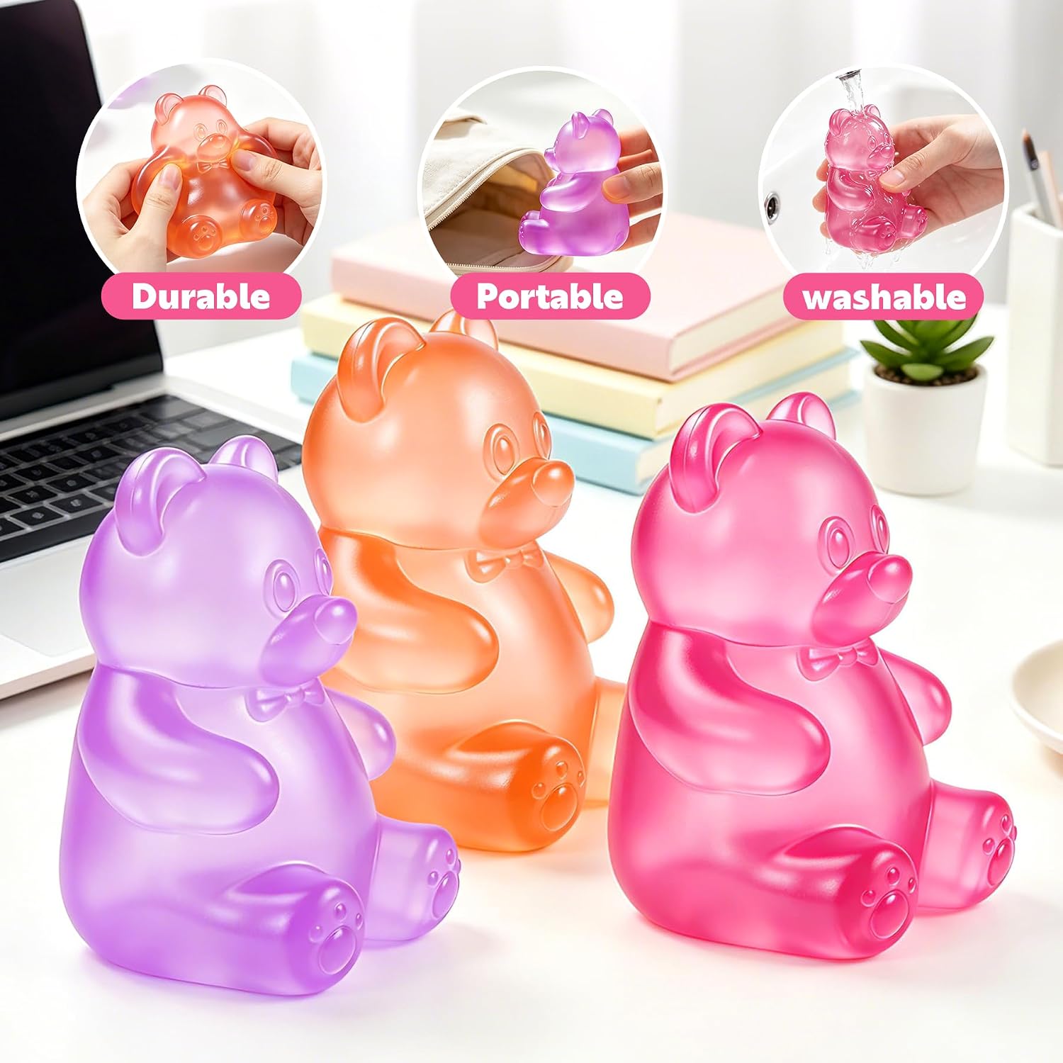 Bear Squishy, Stress Bear Taba Squishy Fidget Toys for Kids, Slow Rising Stress Balls for Adult - Squeeze Balls Party Favors Birthday Gifts- Orange