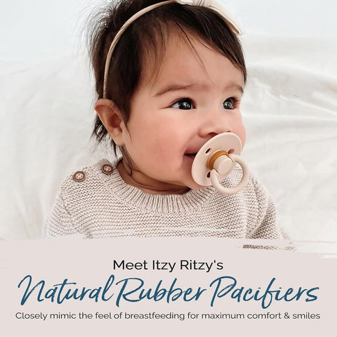 Itzy Ritzy Natural Rubber Pacifiers for 0–6 Mos, Set of 2 (Coconut/Toast)