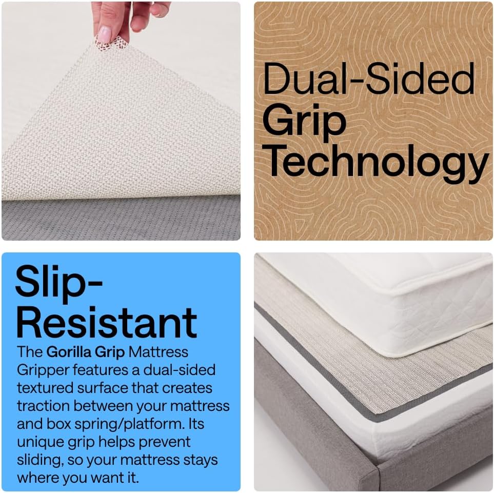 Gorilla Grip Non Slip Mattress Gripper, Slide Stopper, 48x72 Full