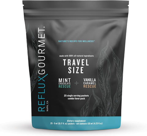 REFLUX GOURMET Mint Chocolate & Vanilla Caramel Rescue – Alginate Complex – Digestive Support Formula – Single Serve 25 Pack