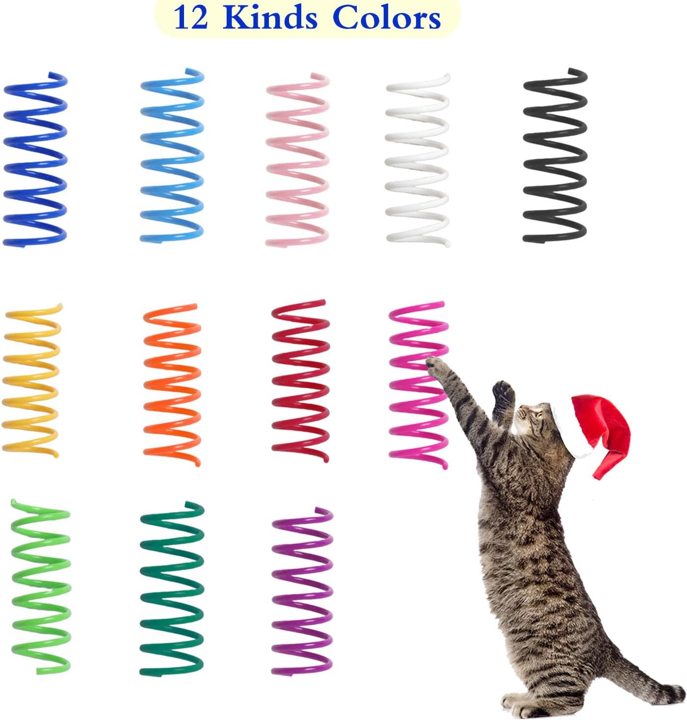 12PCS 12Colors Cat Spring Toys for Indoor Cats