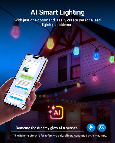 NEEWER NR01 96ft Outdoor String Lights, App Control Smart AI RGBW Lighting