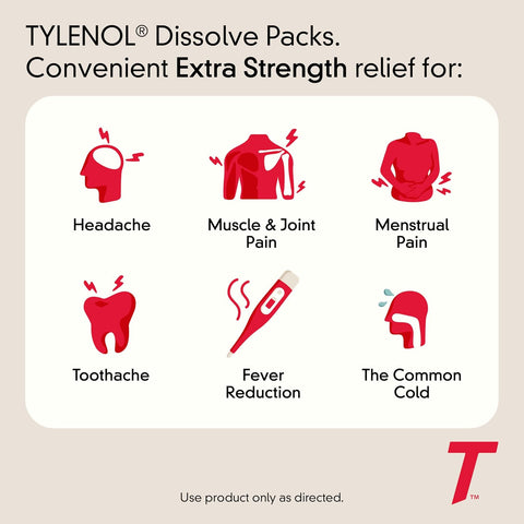 Tylenol Extra Strength Dissolve Powder Packs, Berry, 32 Ct