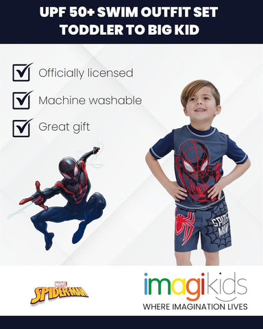 Marvel Boys' 2-Piece Rash Guard and Swim Trunks Set Toddler to Big Kid