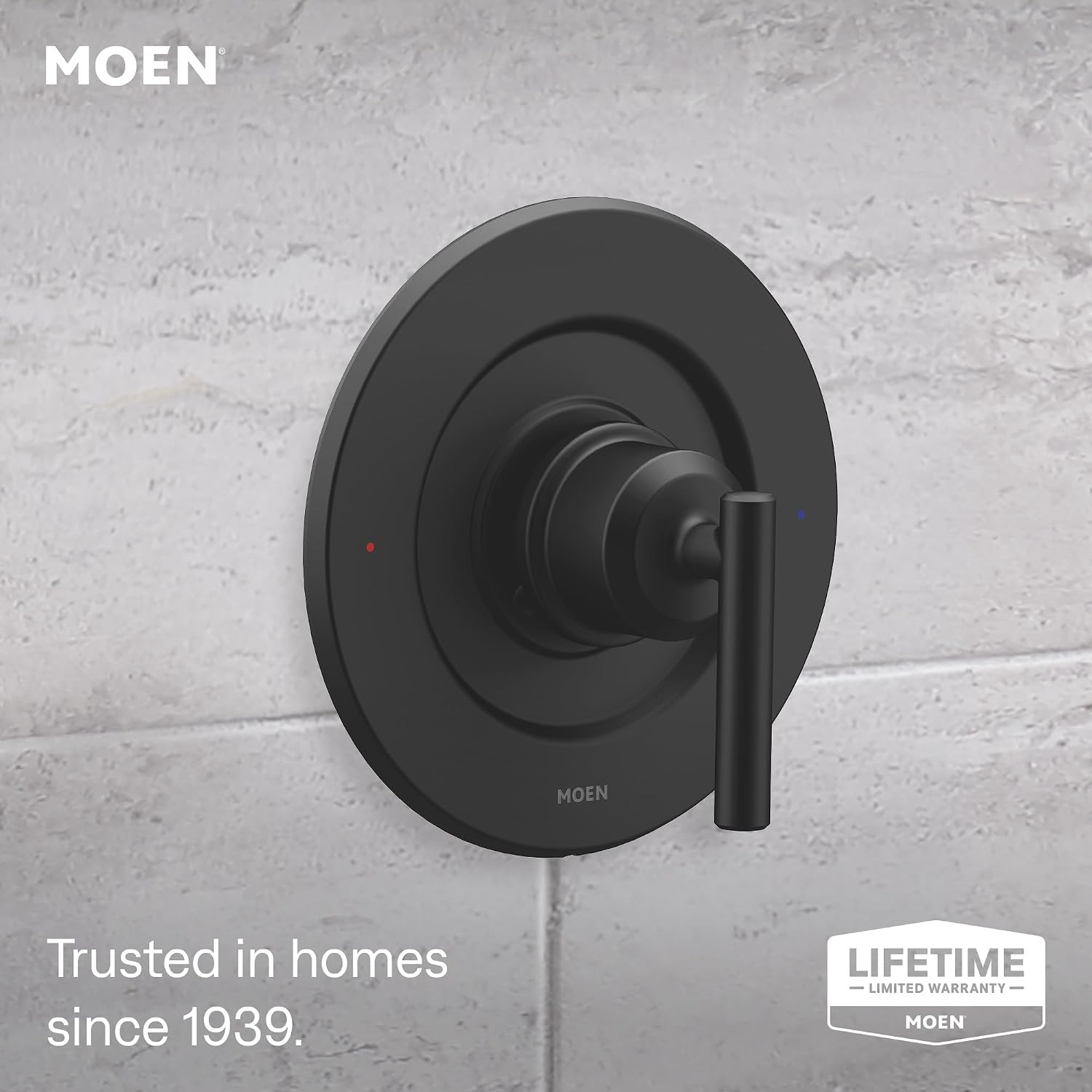 Moen T2901BL Gibson Matte Black Posi-Temp Valve Trim, Valve Required
