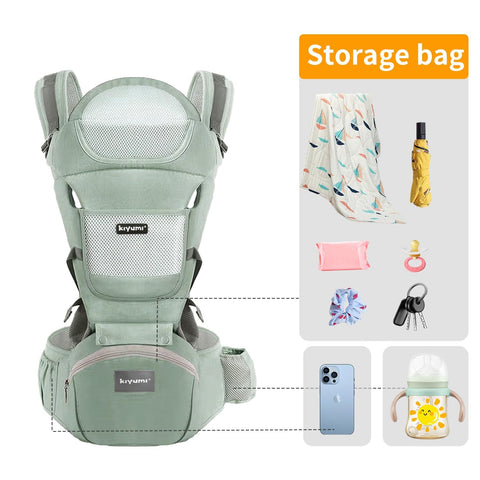 KIYUMI 6-in-1 Baby Carrier Newborn to Toddler with Hip Seat Ergonomic