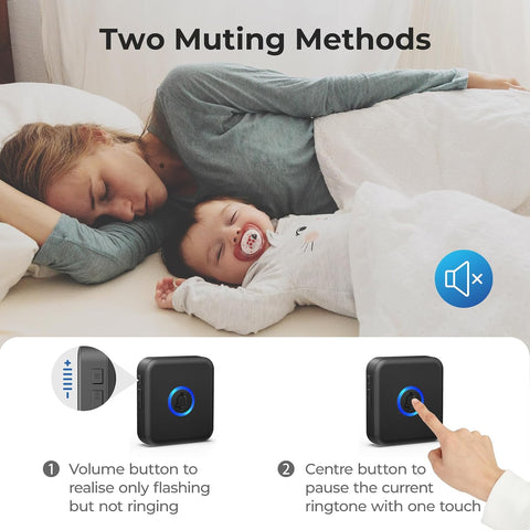 Wireless Doorbell 1000ft Range, Loud Waterproof Door Bell with 60 Melodies