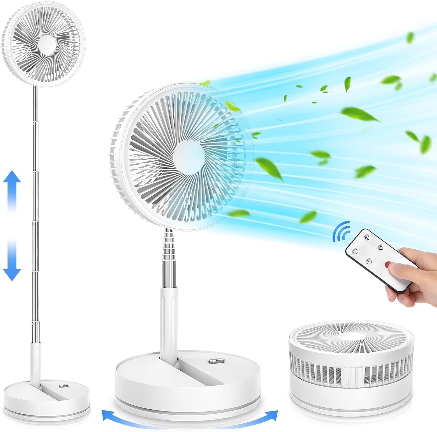 Portable Foldable Rechargeable Oscillating Fan - 8.6" 8000mah Remote Fan