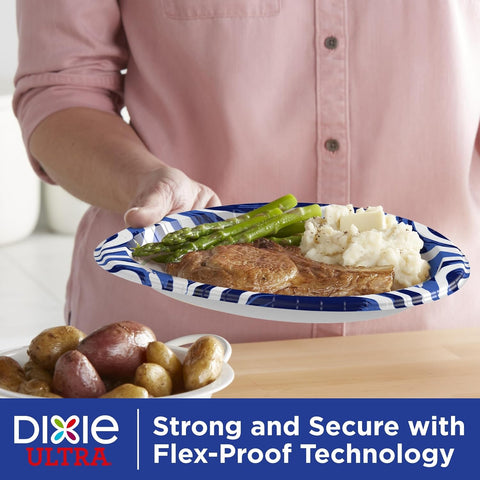 Dixie Ultra, Large Paper Plates, 10 Inch, 172 Count (4 packs of 43 plates), 3X Stronger*, Heavy Duty, Microwave-Safe, Soak-Proof, Cut Resistant, Disposable Plates For Heavy, Messy Meals