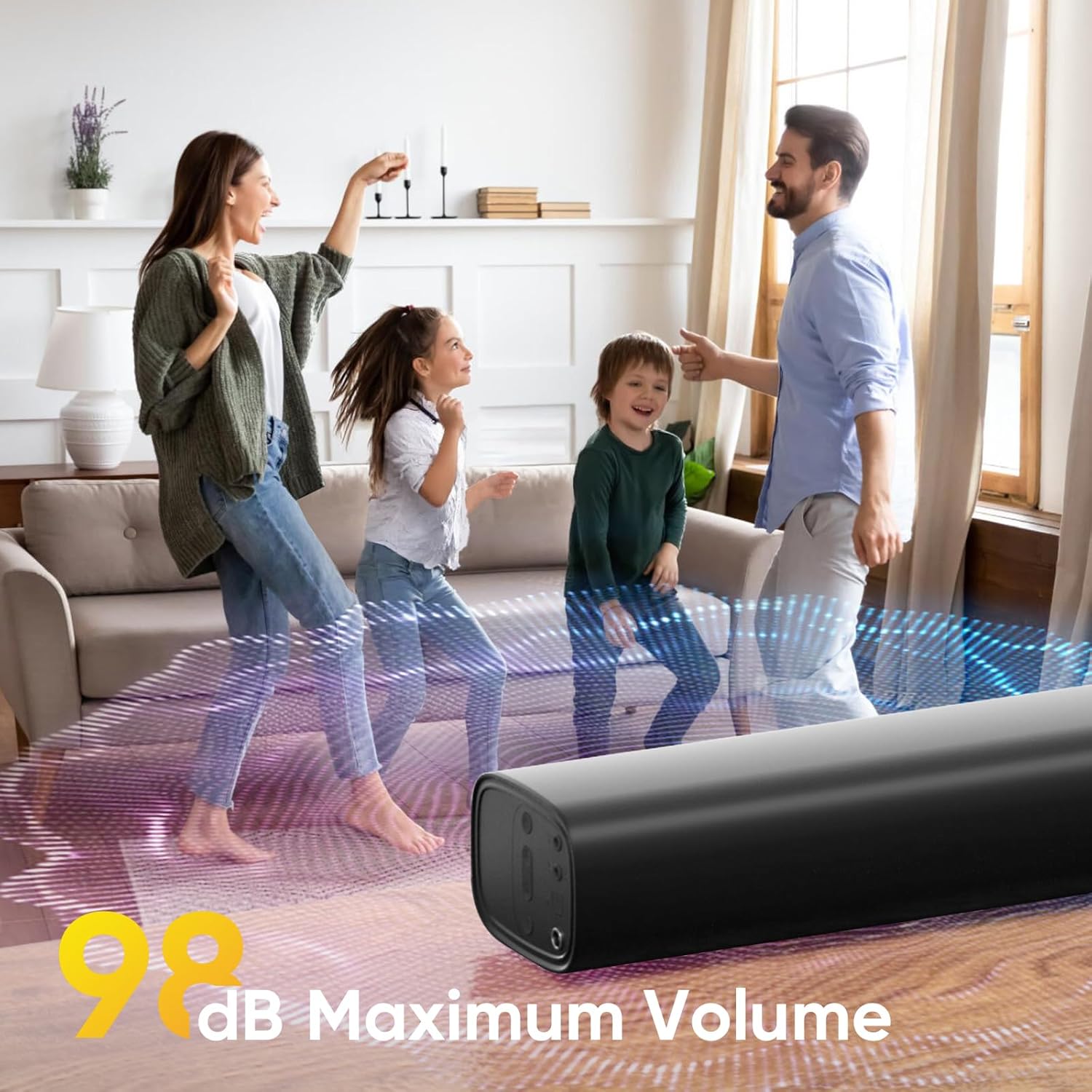 RIOWOIS 17" Sound Bar, Home Theater Surround Sound System for TV