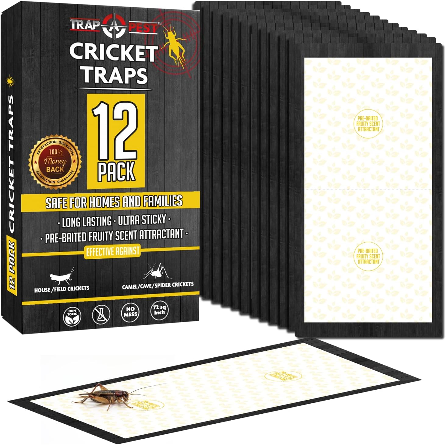 Trap a Pest Extra Large Cricket Traps - Fruity Scent - 12 Pack