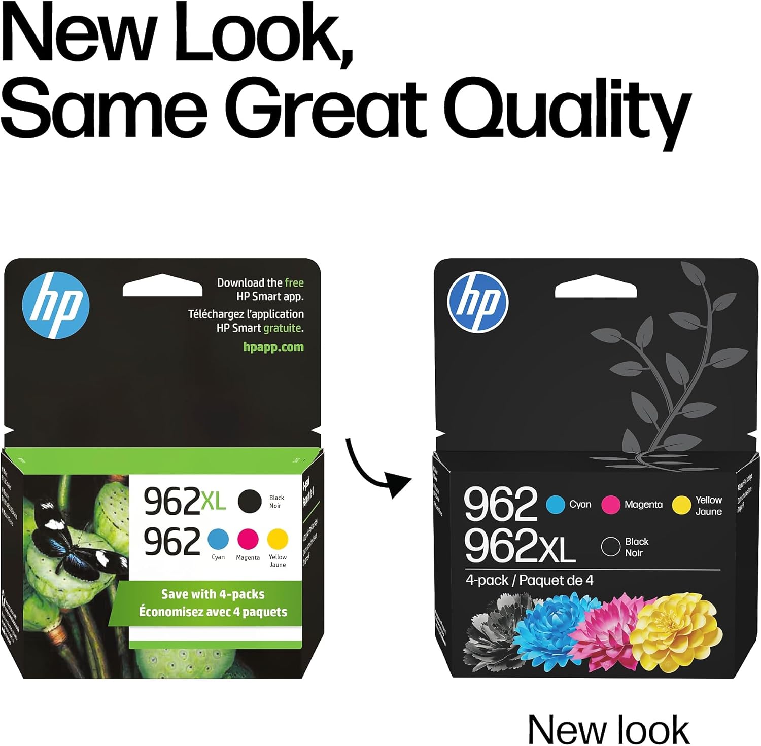 HP Original 962 Cyan, Magenta, Yellow / 962XL Black Ink Cartridges (4-Pack) | Works OfficeJet 9010 Series, OfficeJet Pro 9010, 9020 Series | Eligible for Instant Ink | 3JB34AN