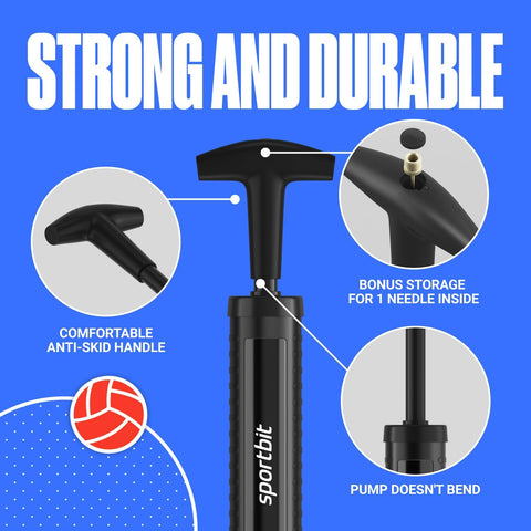 Push & Pull Inflating System, Hand Pump for Basketball, Volleyball, Soccer & Football, Court & Gym Ready