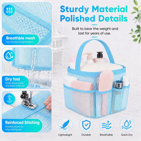 Mesh Shower Caddy Portable - 9 Pockets for College Dorm Room Essential