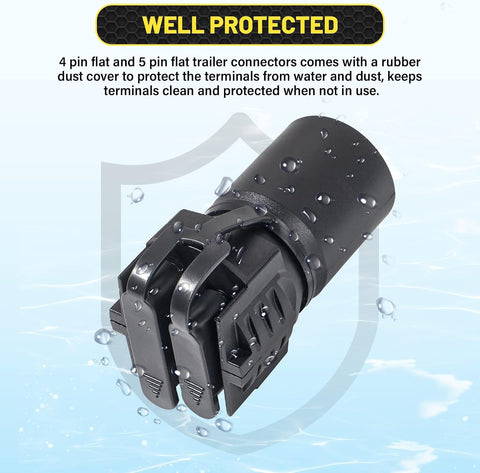Oyviny 7 Pin Round to 4 and 5 Pin Flat Blade Trailer Adapter, 7 Way to 5 Way Trailer Plug Adapter 2-in-1 Design