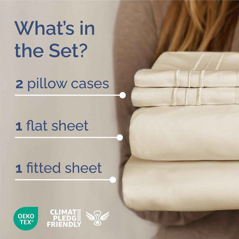 Full Size 4 Piece Sheet Set - Comfy Breathable & Cooling Sheets - Off White